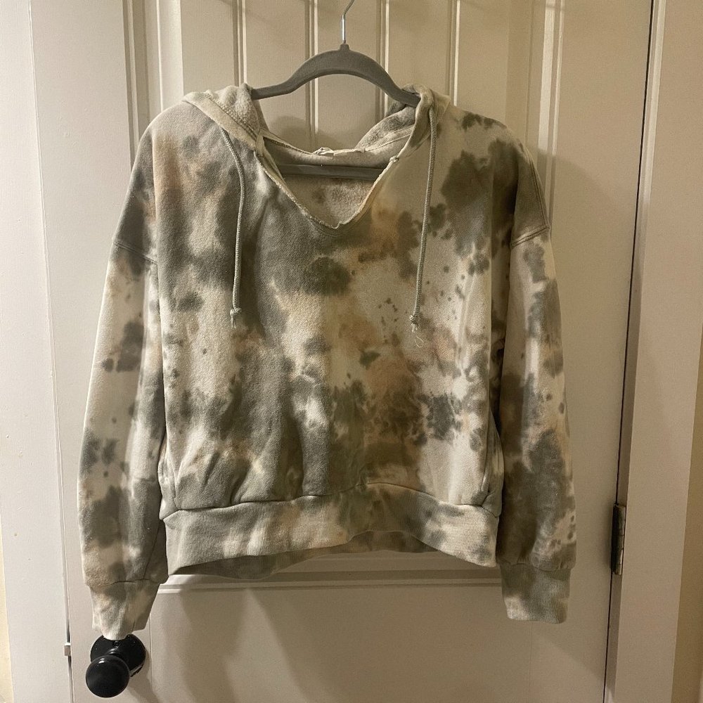 PINK ROSE cropped tie dye hoodie